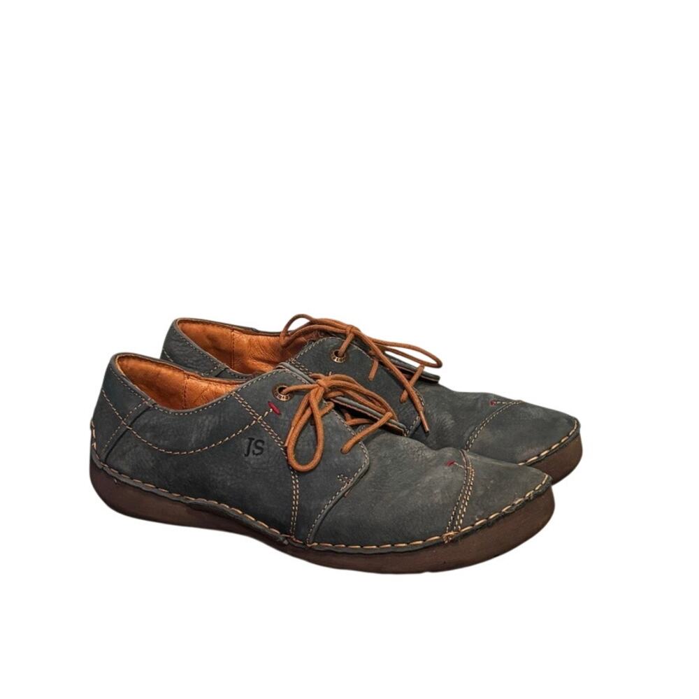 Josef Seibel Women's Leather Comfort Fergey Shoes Blue Gray EU 39 US 8.5 Lace Up